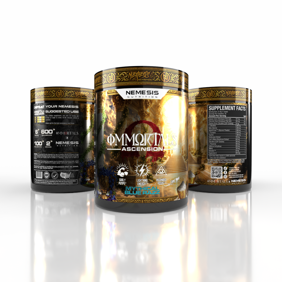 PRE ORDER NOW IMMORTALS × NEMESIS ASCENSION
Performance + Focus Pre Workout