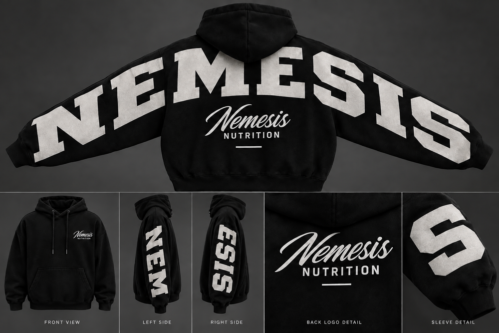 Nemesis Varsity Oversized Hoodie      Limited First Run                                PRE-ORDER // LIMITED FIRST RUN
Only 30 total being produced. Estimated arrival/shipping in approximately 2–3 weeks.