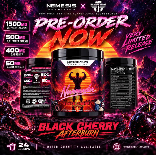 Neverender Pre-Workout Black Cherry Afterburn | Nemesis Nutrition × Alex Hammerstone