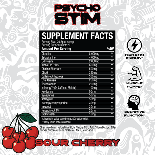Psycho Pop High Stim Pre-Workout - Sour Cherry